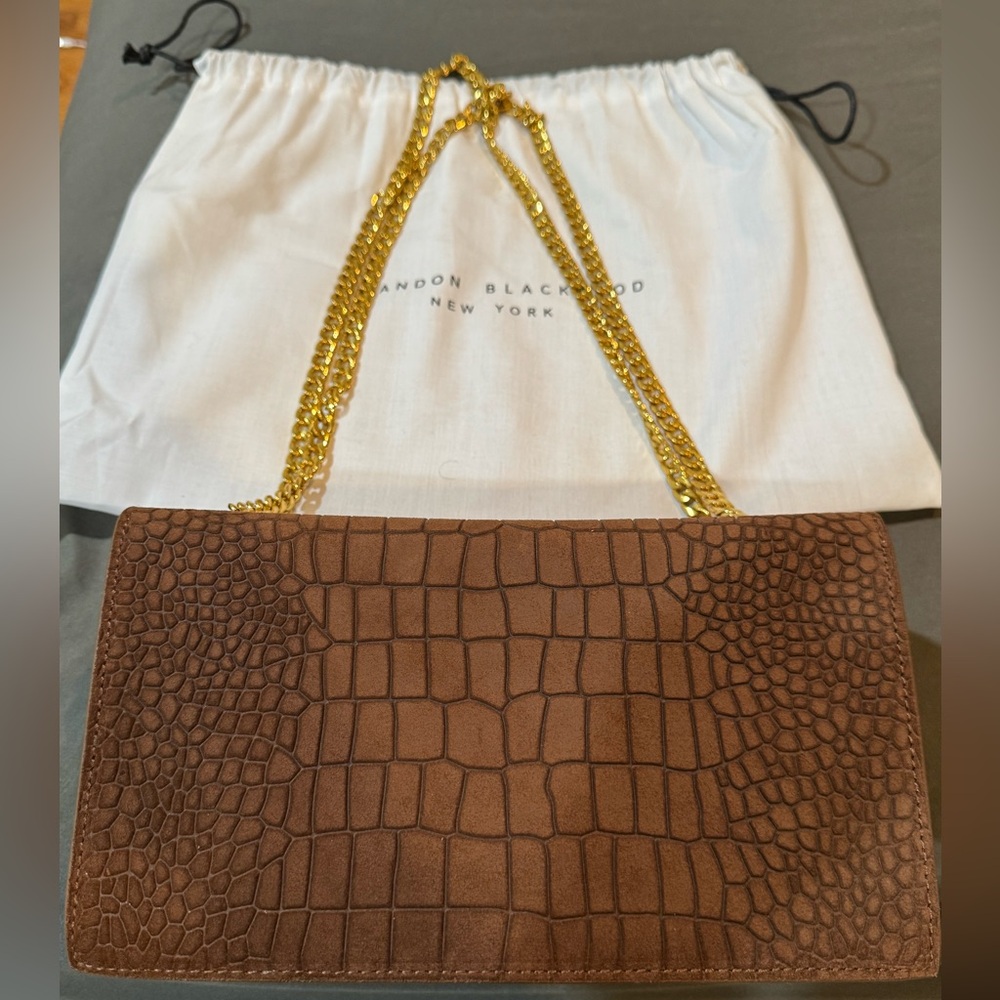 Brandon Blackwood brown suede handbag